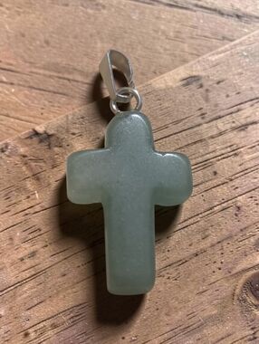 Green Aventurine Natural Gemstone Handmade Cross Pendant 1 X 1/2 inch